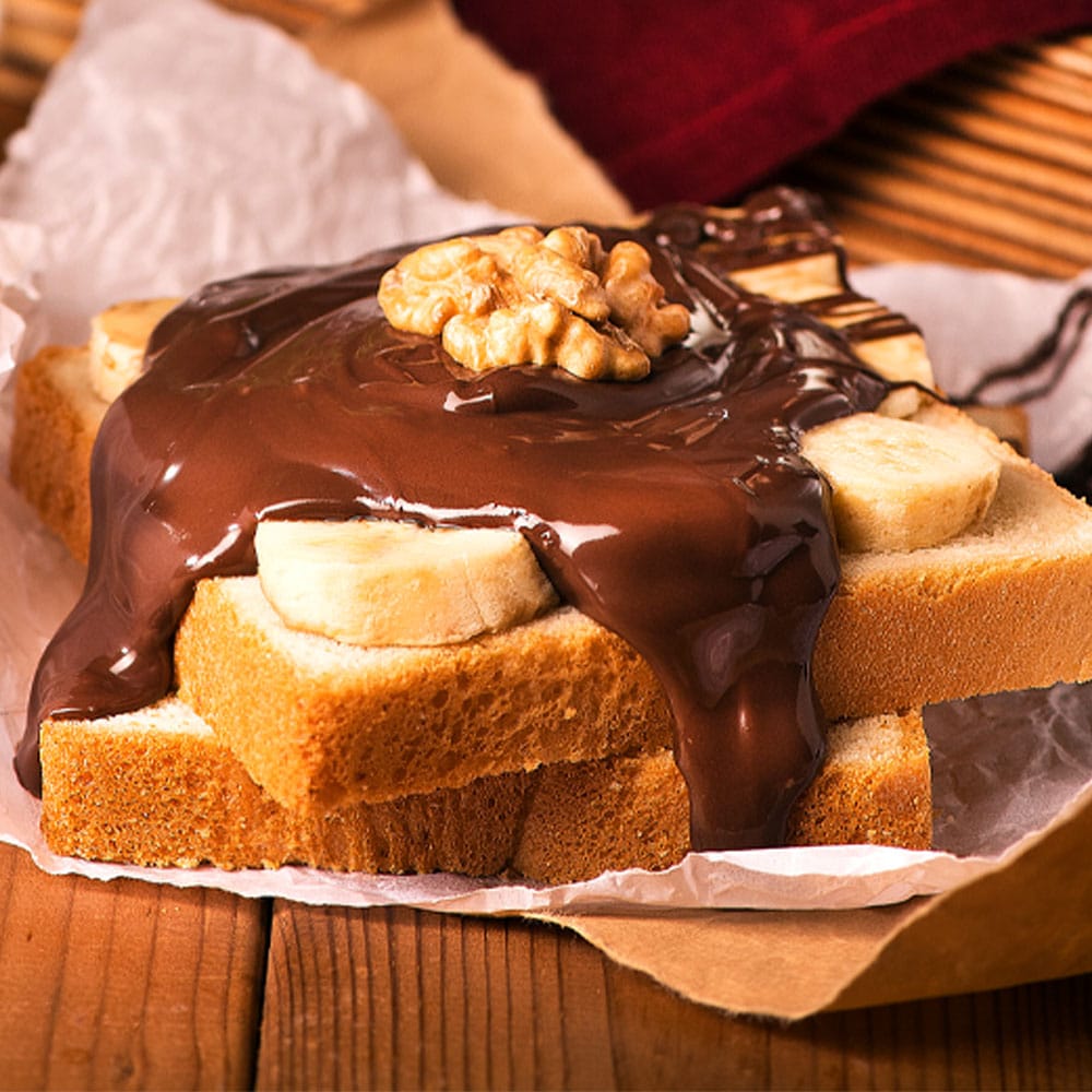 chocolate spread on tosted bread