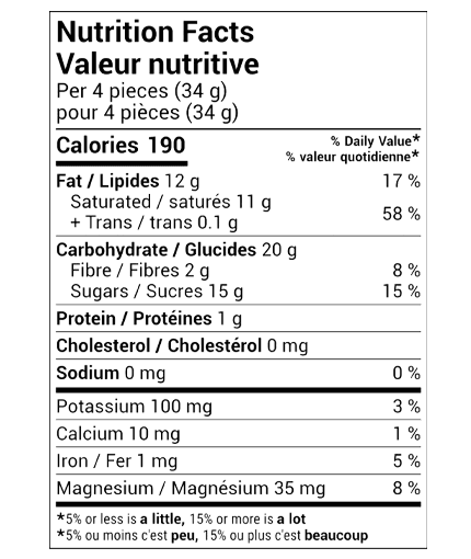 dark bar Nutrition Facts