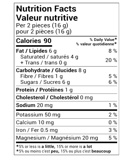 nutrition fact of dark chocolate 60